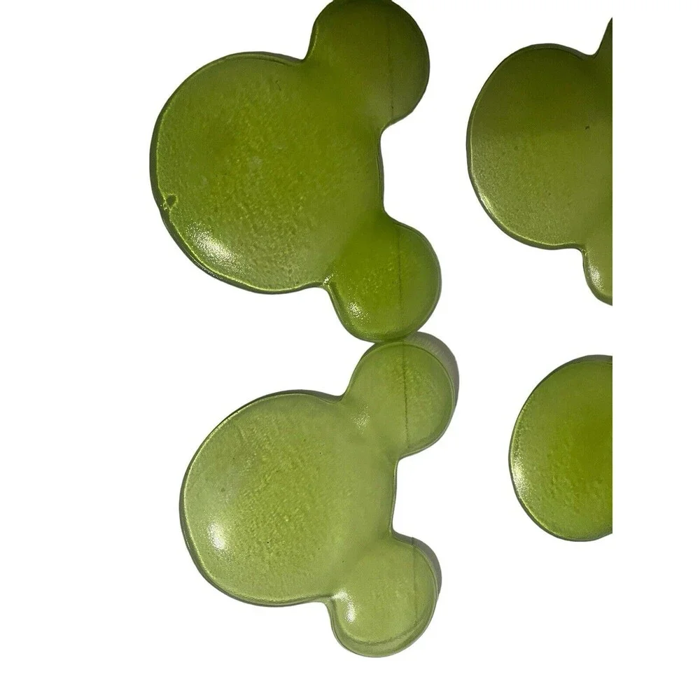 Disney Green Glass Mickey Mouse Serving Plate Set Of 4